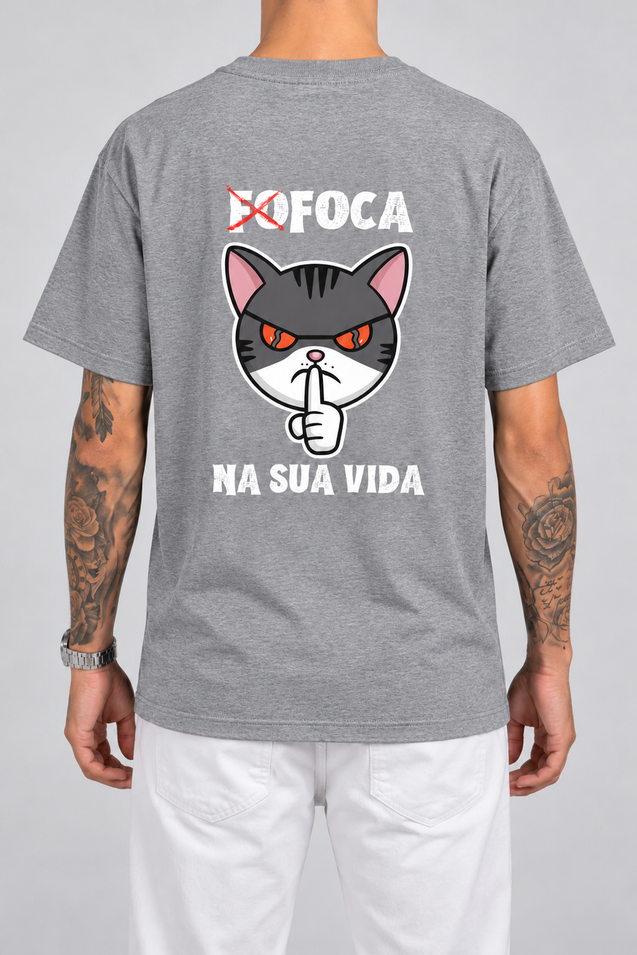 Cor: Cinza | Costas | Camiseta Foca Na Sua Vida (Verso)