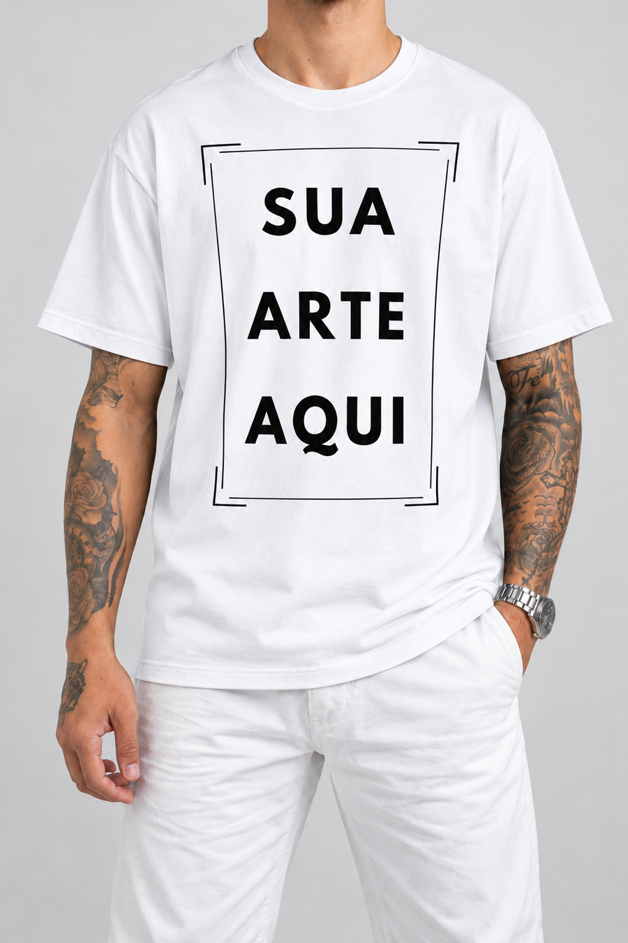 Cor: Branco | Frente | Camiseta Unissex Sua Estampa Aqui (FRENTE)