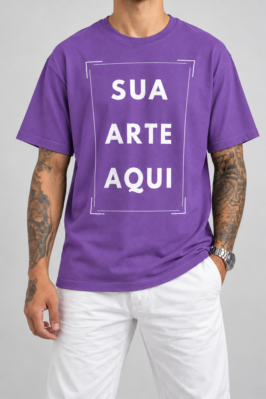 Cor: Roxo | Frente | Camiseta Unissex Sua Estampa Aqui (FRENTE)