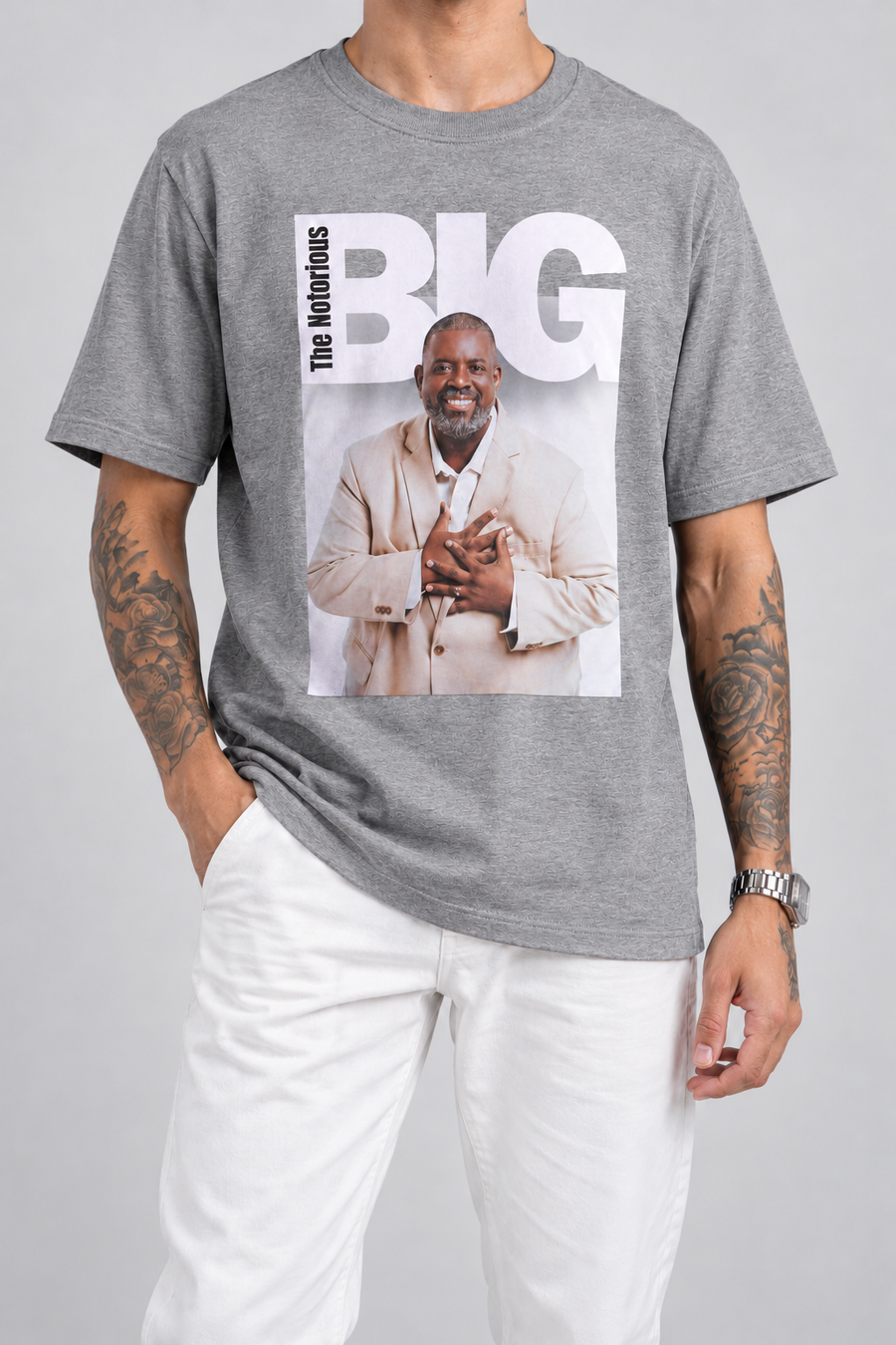 Cor: Cinza | Frente | Camiseta Unissex The Notorious Big (Péricles)