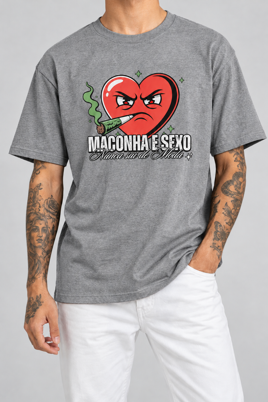 Cor: Cinza | Frente | Camiseta M e S Nunca sai de Moda (Frente)