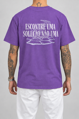 Cor: Roxo | Costas | Camiseta Encontre uma Solução, Não uma Desculpa (Verso)