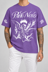 Cor: Roxo | Frente | Camiseta Fire Skeleton Pano Novo Preto (Frente)