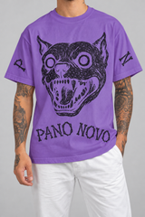 Cor: Roxo | Frente | Camiseta Bone Pitbull Pano Novo Branco (Frente)