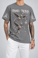 Cor: Cinza | Frente | Camiseta Angels in The Galaxy Pano Novo Preto (Frente)