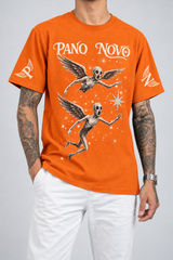 Cor: Laranja | Frente | Camiseta Angels in The Galaxy Pano Novo Preto (Frente)