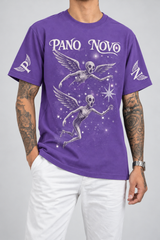 Cor: Roxo | Frente | Camiseta Angels in The Galaxy Pano Novo Preto (Frente)