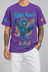 Cor: Roxo | Frente | Camiseta Colorful Skeleton Pano Novo Preto (Frente)