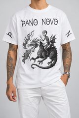Camiseta Alien and Dragon Pano Novo Branco (Frente) — estúdio sem rosto