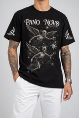 Camiseta Angels in The Galaxy Pano Novo Preto (Frente) — estúdio sem rosto