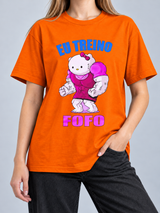 Cor: Laranja | Frente | Camiseta Treino Fofo Hello Kitty Maromba (Várias Cores) | Unissex, caimento solto, sem rosto