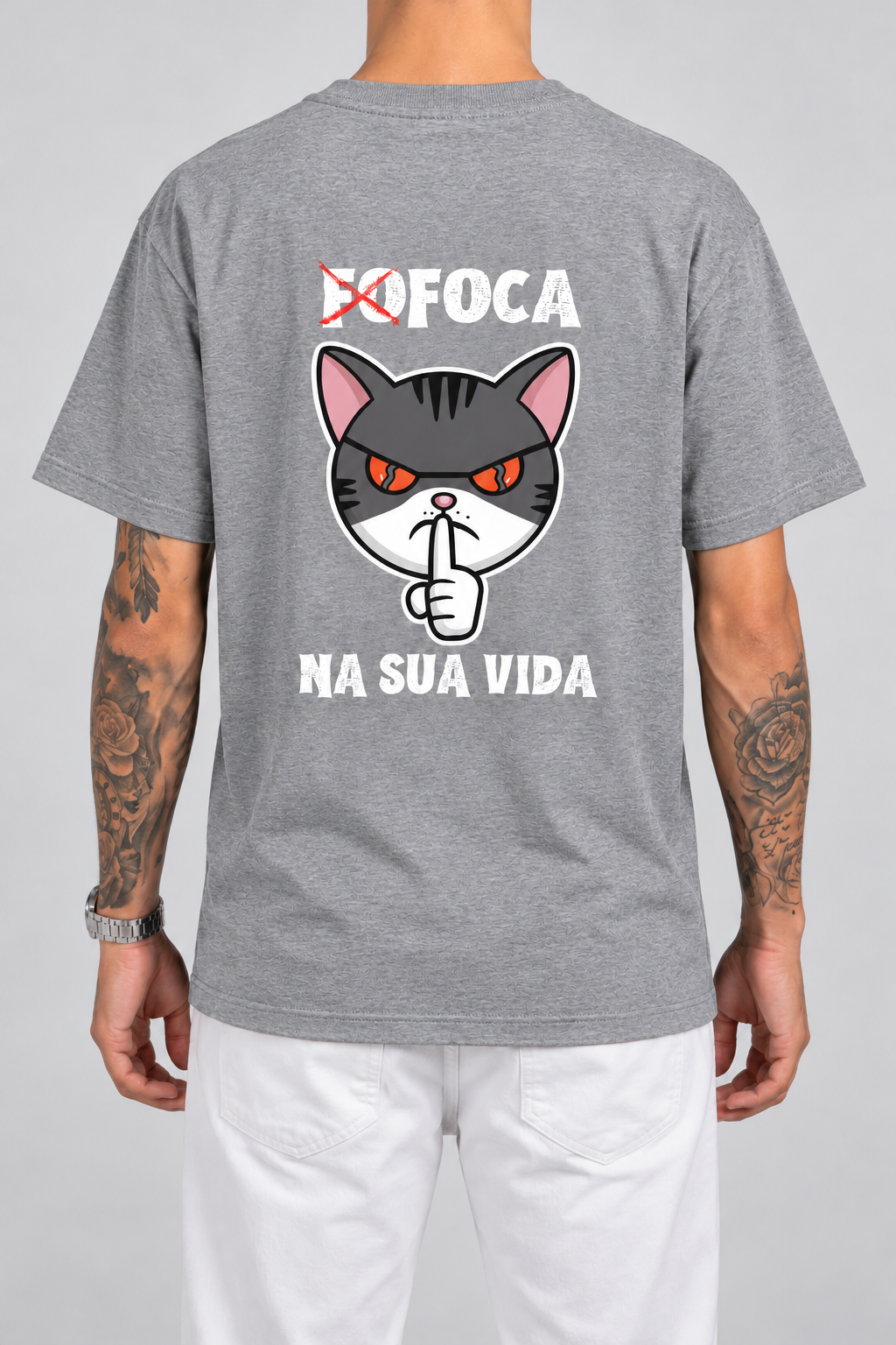 Cor: Cinza | Costas | Camiseta Foca Na Sua Vida (Verso)