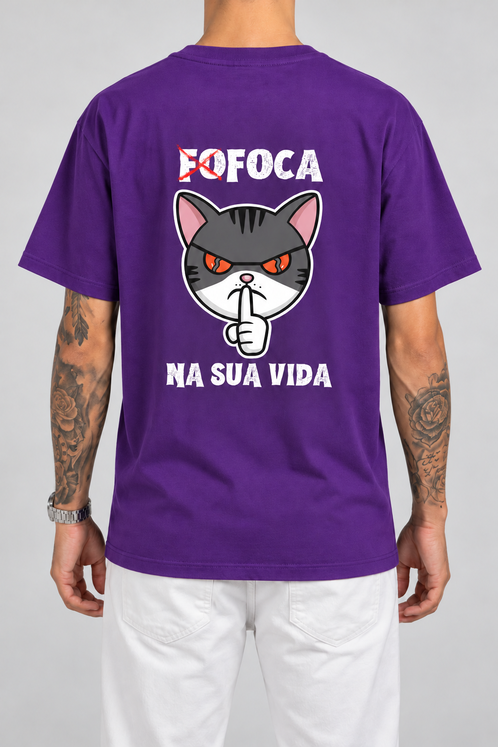 Cor: Roxo | Costas | Camiseta Foca Na Sua Vida (Verso)