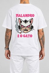 Cor: Branco | Costas | Camiseta Malandro É O Gato (Verso)