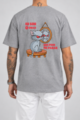 Cor: Cinza | Costas | Camiseta Eu Sou O Único Que Pode Me Parar (Verso)