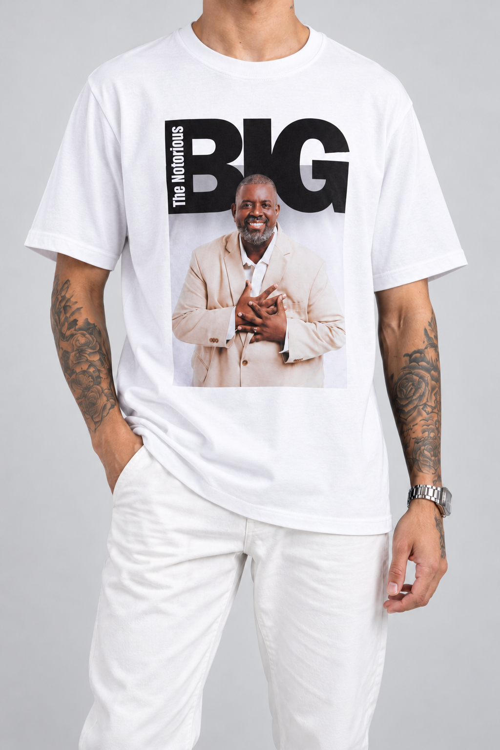Cor: Branco | Frente | Camiseta Unissex The Notorious Big (Péricles)