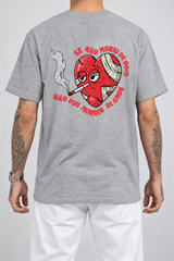 Cor: Cinza | Costas | Camiseta Se Não Morri De Ódio Não Vou Morrer de Amor (Verso)