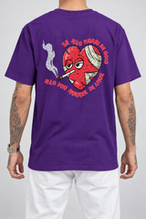 Cor: Roxo | Costas | Camiseta Se Não Morri De Ódio Não Vou Morrer de Amor (Verso)