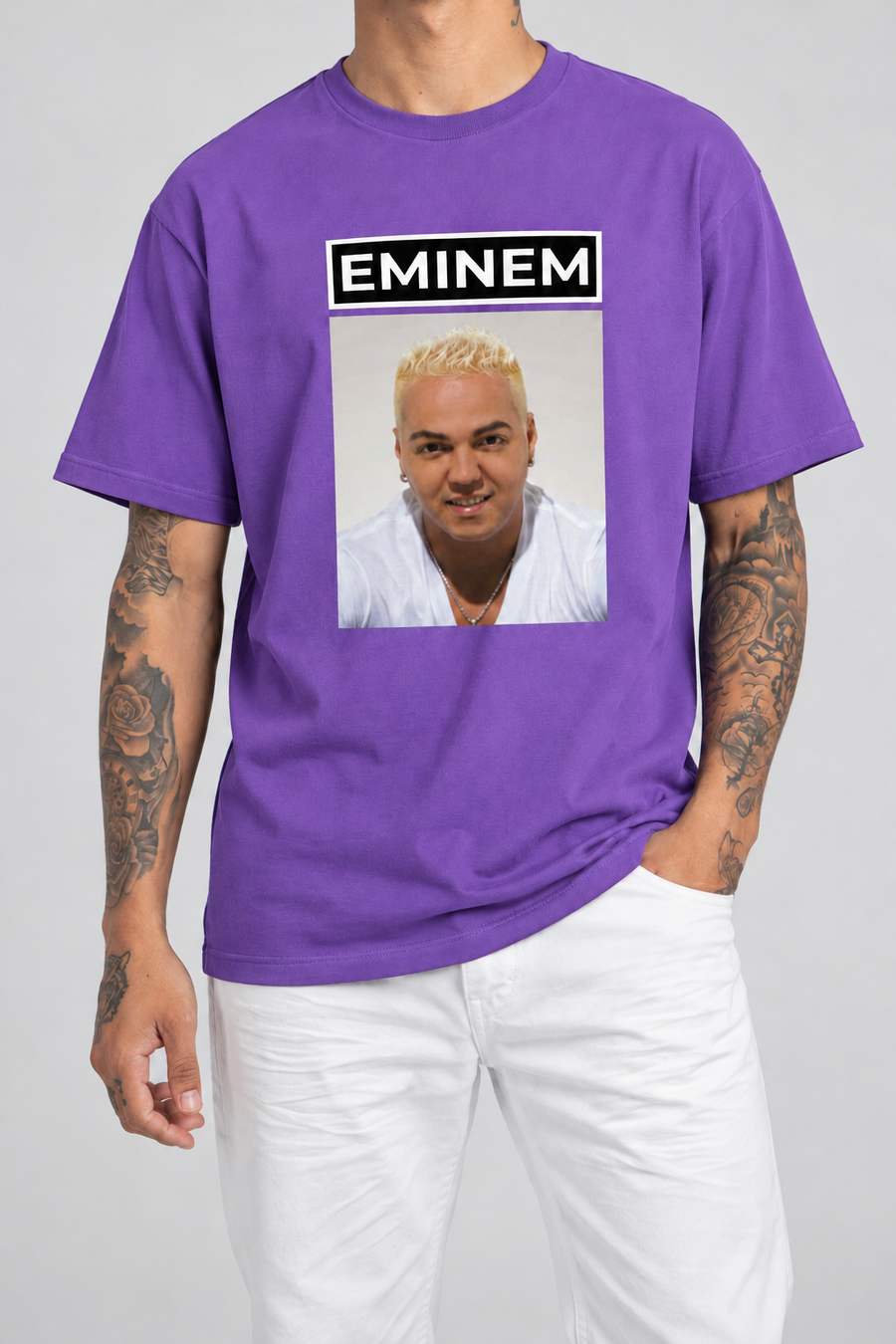 Cor: Roxo | Frente | Camiseta Eminem Unissex (Belo)