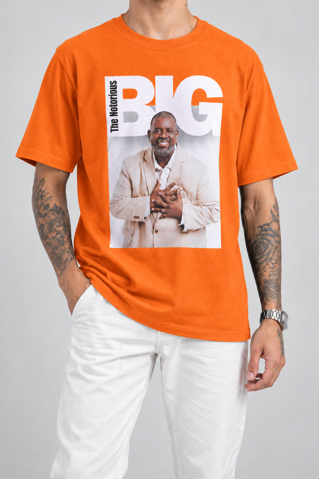 Cor: Laranja | Frente | Camiseta Unissex The Notorious Big (Péricles)