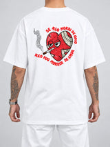 Cor: Branco | Costas | Oversized — Camiseta Se Não Morri De Ódio Não Vou Morrer de Amor (Verso)