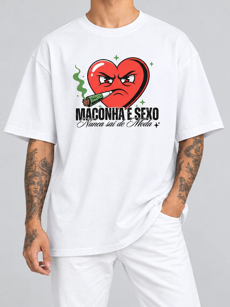 Cor: Branco | Frente | Oversized — Camiseta M e S Nunca sai de Moda (Frente)