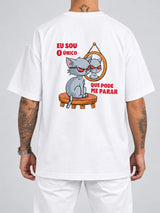 Cor: Branco | Costas | Oversized — Camiseta Eu Sou O Único Que Pode Me Parar (Verso)