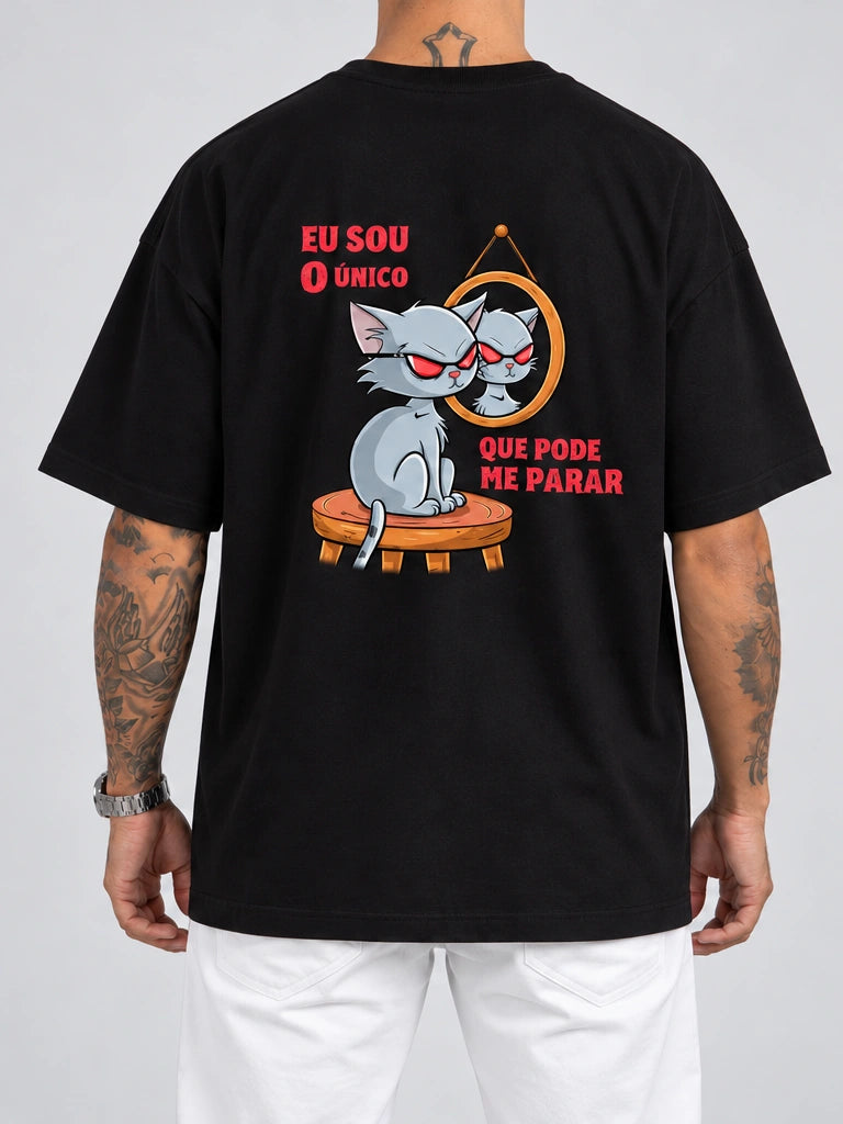 Cor: Preto | Costas | Oversized — Camiseta Eu Sou O Único Que Pode Me Parar (Verso)