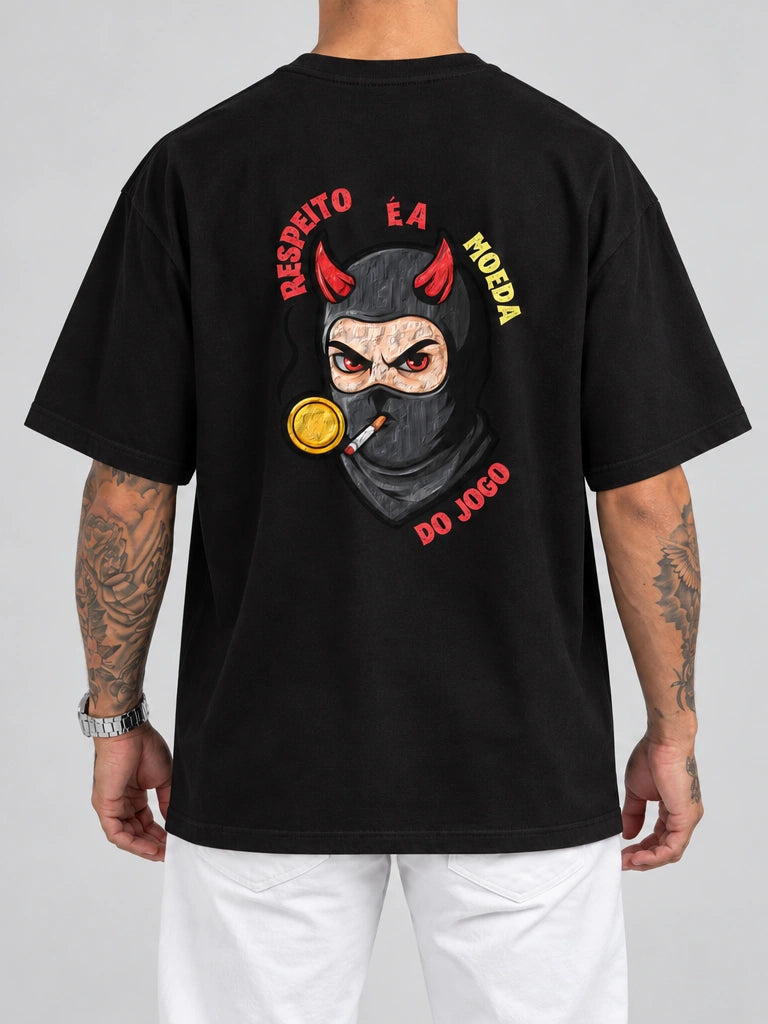 Cor: Preto | Costas | Oversized — Camiseta Respeito É A Moeda Do Jogo (Verso)
