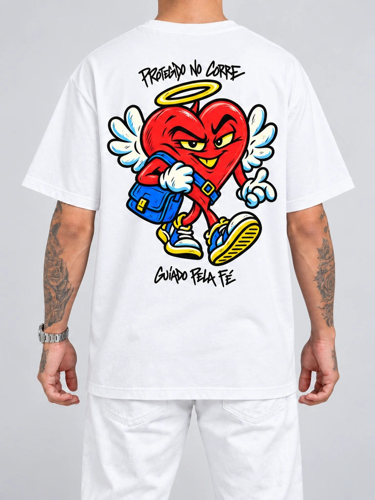 Cor: Branco | Costas | Oversized — Protegido no Corre, Guiado pela Fé