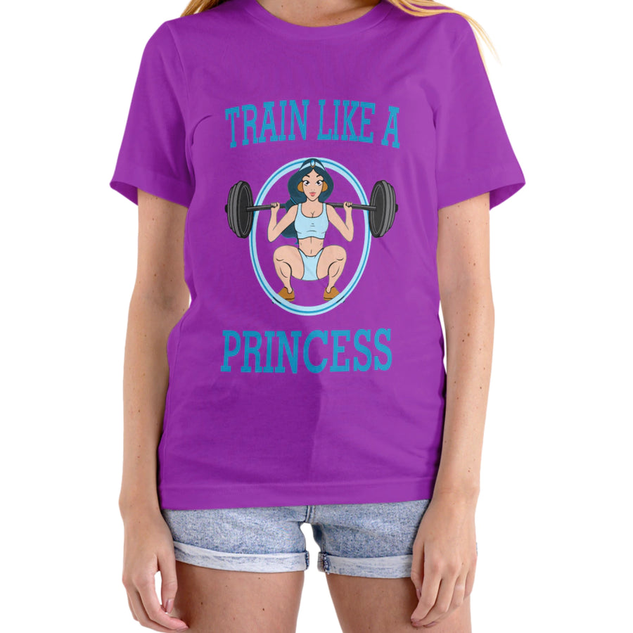 Cor: Roxo | Frente | Camiseta Train Like A Princess (Várias Cores) | Foto original sem rosto