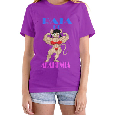 Cor: Roxo | Frente | Camiseta Rata de Academia (Várias Cores) | Foto original sem rosto